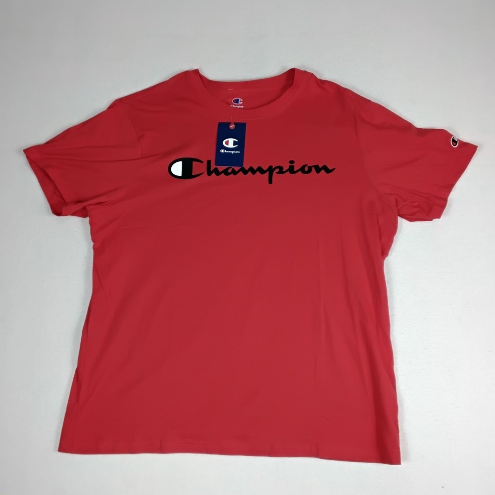 Champion Mens XL Red Big Script Logo Graphic T Shirt Athletic Streetwear NWT